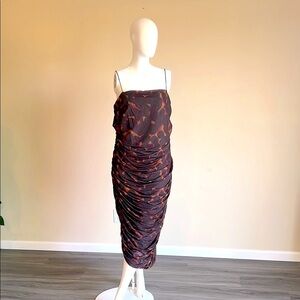 NWOT Future Collective Women's Sleeveless Sheer Midi Dress Black Tortoise .
